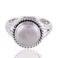 Pearl Cab Gemstone Simple Design Handmade Sterling Silver Ring for All